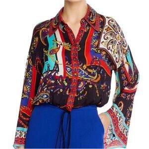 Alice + Olivia Larken Multicolor Paisley Blouse Small NWT